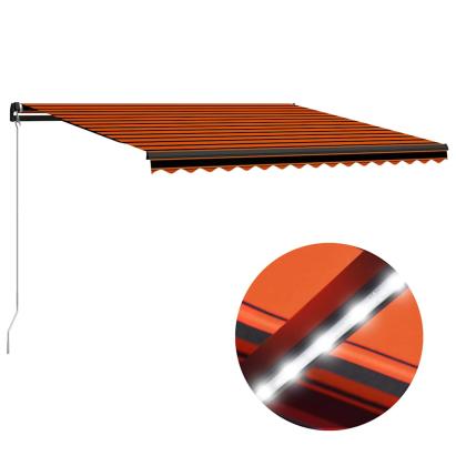 Copertină retractabilă manual LED portocaliu/maro, 450 x 300 cm GartenMobel Dekor