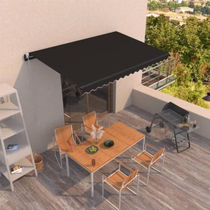 Copertină retractabilă automat, antracit, 400x350 cm GartenMobel Dekor
