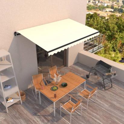 Copertină retractabilă manual, crem, 450x350 cm GartenMobel Dekor