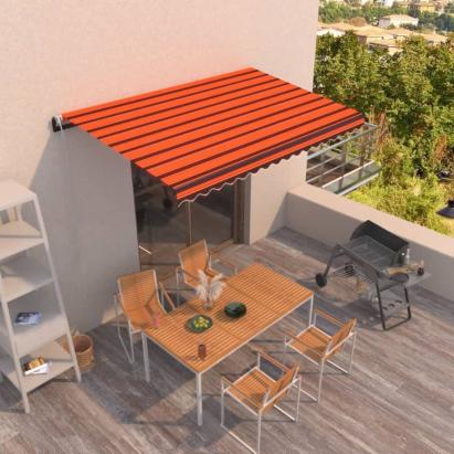 Copertină retractabilă automat, portocaliu/ maro, 450x350 cm GartenMobel Dekor