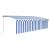 Copertină retractabilă manual cu stor&LED, albastru&alb, 5x3 m GartenMobel Dekor