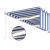 Copertină retractabilă manual cu stor&LED, albastru&alb, 6x3 m GartenMobel Dekor