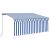 Copertină retractabilă manual cu stor&LED albastru&alb, 3x2,5 m GartenMobel Dekor