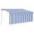 Copertină retractabilă manual cu stor&LED albastru&alb 3,5x2,5m GartenMobel Dekor