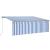 Copertină retractabilă manual cu stor, albastru & alb, 4x3 m GartenMobel Dekor