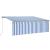 Copertină retractabilă manual cu stor&LED, albastru&alb, 4x3 m GartenMobel Dekor