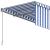Copertină retractabilă manual cu stor, albastru&alb, 6x3 m GartenMobel Dekor