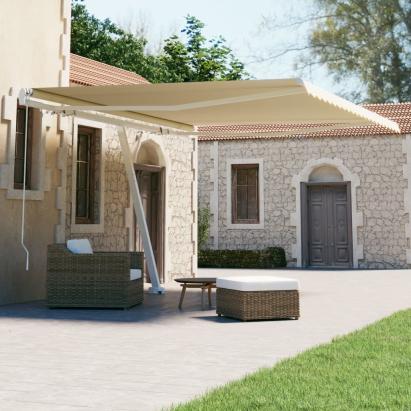 Copertină retractabilă manual, crem, 400x300 cm GartenMobel Dekor