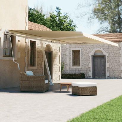 Copertină retractabilă manual, crem, 600x300 cm GartenMobel Dekor