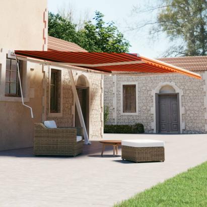 Copertină retractabilă manual, portocaliu/maro, 600x300 cm GartenMobel Dekor