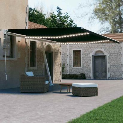 Copertină automată cu senzor vânt & LED, antracit, 600x300 cm GartenMobel Dekor