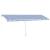 Copertină retractabilă manual LED, albastru și alb, 600x350 cm GartenMobel Dekor