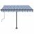 Copertină retractabilă manual cu LED, albastru&alb, 350x250 cm GartenMobel Dekor