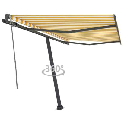 Copertină autonomă retractabilă automat, galben&alb, 350x250 cm GartenMobel Dekor