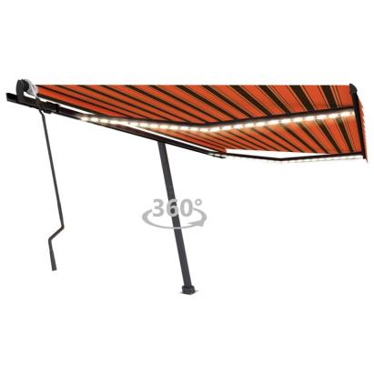 Copertină retractabilă manual cu LED portocaliu&maro 400x300 cm GartenMobel Dekor