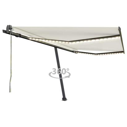Copertină automată cu senzor vânt & LED, crem, 400x300 cm GartenMobel Dekor