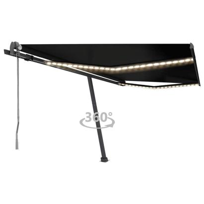 Copertină automată cu senzor vânt & LED, antracit, 450x300 cm GartenMobel Dekor
