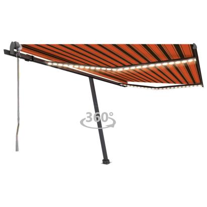 Copertină automată senzor vânt&LED portocaliu&maro, 450x300 cm GartenMobel Dekor