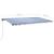 Copertină autonomă retractabilă manual albastru/alb 600x300 cm GartenMobel Dekor