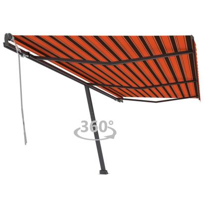 Copertină retractabilă manual, portocaliu/maro, 600x300 cm GartenMobel Dekor