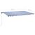 Copertină retractabilă manual cu LED albastru și alb 600x300 cm GartenMobel Dekor