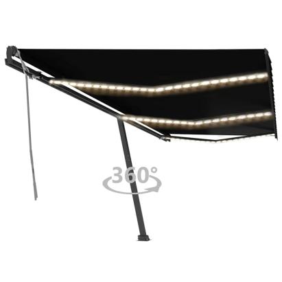 Copertină retractabilă manual cu LED, antracit, 600x300 cm GartenMobel Dekor