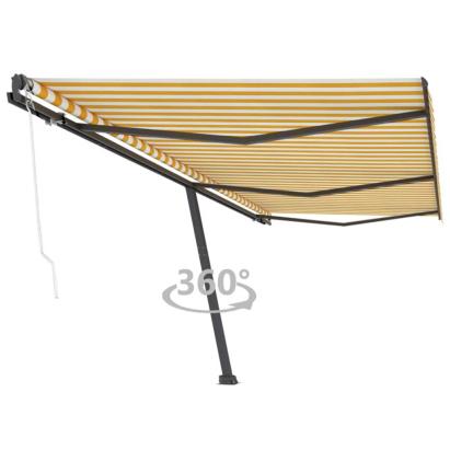 Copertină autonomă retractabilă automat galben&alb 600x300 cm GartenMobel Dekor