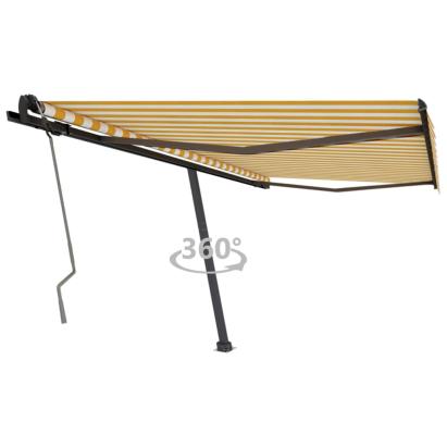 Copertină autonomă retractabilă manual, galben&alb, 400x350 cm GartenMobel Dekor