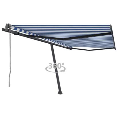 Copertină autonomă retractabilă automat albastru&alb 400x350 cm GartenMobel Dekor