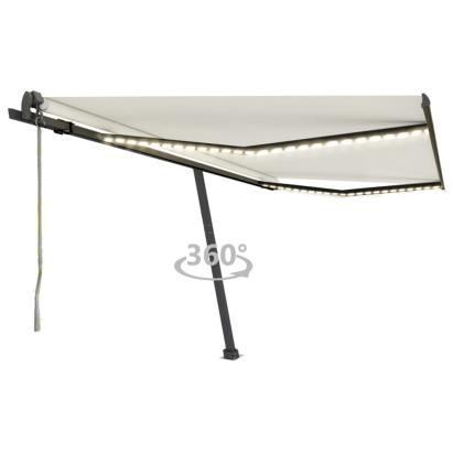 Copertină automată cu senzor vânt & LED, crem, 400x350 cm GartenMobel Dekor
