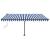 Copertină autonomă retractabilă manual albastru/alb 450x350 cm GartenMobel Dekor