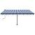 Copertină retractabilă manual cu LED, albastru&alb, 450x350 cm GartenMobel Dekor