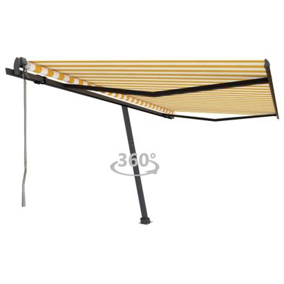 Copertină autonomă retractabilă automat galben & alb 450x350 cm GartenMobel Dekor