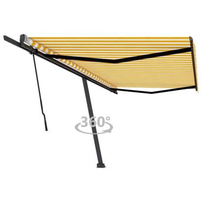 Copertină autonomă retractabilă manual galben/alb 500x350 cm GartenMobel Dekor