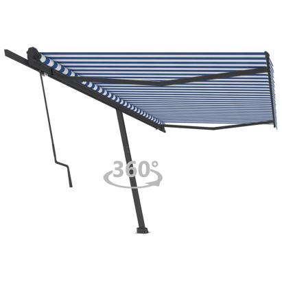 Copertină autonomă retractabilă automat albastru&alb 500x350 cm GartenMobel Dekor