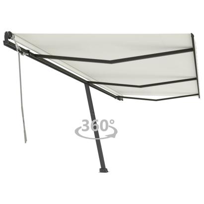 Copertină autonomă retractabilă manual, crem, 600x350 cm GartenMobel Dekor