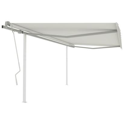 Copertină retractabilă manual, cu stâlpi, crem, 4x3 m GartenMobel Dekor