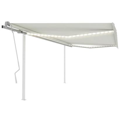 Copertină retractabilă manual, cu LED, crem, 4x3 m GartenMobel Dekor
