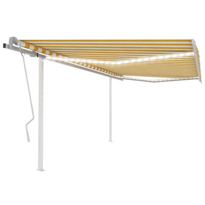 Copertină retractabilă manual, cu LED, galben și alb, 4x3 m GartenMobel Dekor