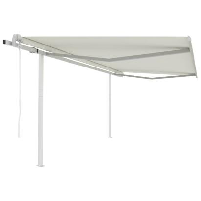Copertină retractabilă automat, cu stâlpi, crem, 4x3 m GartenMobel Dekor