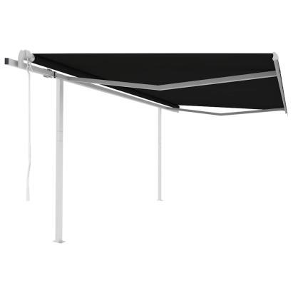 Copertină retractabilă automat, cu stâlpi, antracit, 4x3 m GartenMobel Dekor