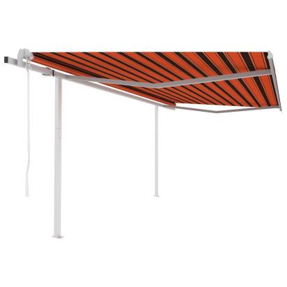 Copertină retractabilă automat cu stâlpi, portocaliu&maro 4x3 m GartenMobel Dekor