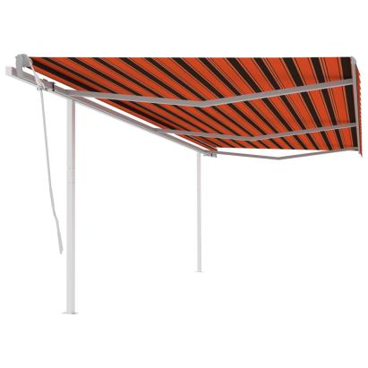 Copertină retractabilă manual cu stâlpi portocaliu/maro 6x3 m GartenMobel Dekor