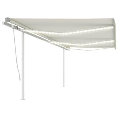 Copertină retractabilă manual cu LED, crem, 6x3 m GartenMobel Dekor