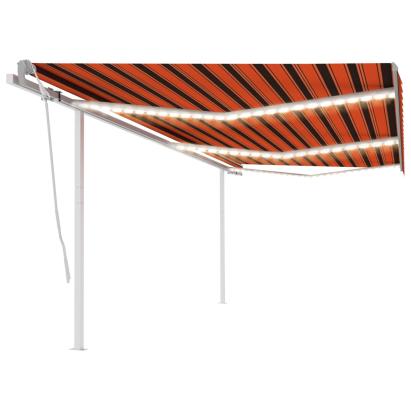 Copertină retractabilă manual cu LED, portocaliu/maro, 6x3 m GartenMobel Dekor