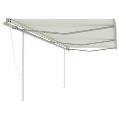 Copertină retractabilă automat, cu stâlpi, crem, 6x3 m GartenMobel Dekor
