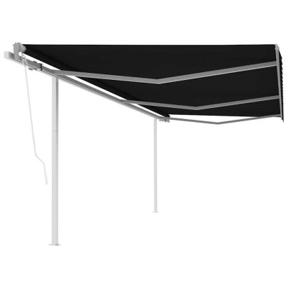 Copertină retractabilă automat, cu stâlpi, antracit, 6x3 m GartenMobel Dekor