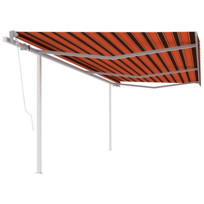 Copertină retractabilă automat, stâlpi, portocaliu&maro, 6x3 m GartenMobel Dekor
