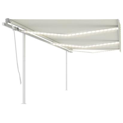 Copertină retractabilă manual cu LED, crem, 6x3,5 m GartenMobel Dekor