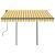 Copertină retractabilă manual cu LED, galben/alb, 3,5x2,5 m GartenMobel Dekor